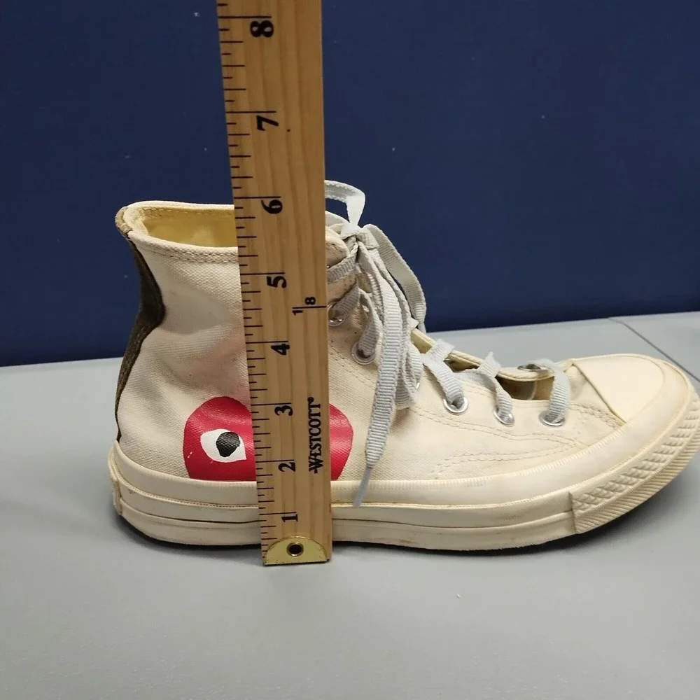 Converse All-Stars Des Garcons High Top Sneaker Mens Size 6 Cream‎ Logo Lace Up - Picture 10 of 16